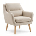 Modern Accent Chair – Comfortable Upholstered Armchair with Soft Fabric Cushion and Solid Wood Legs