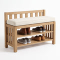 Entryway Bench with Storage – Modern Farmhouse Shoe Bench with Comfortable Cushion Seat