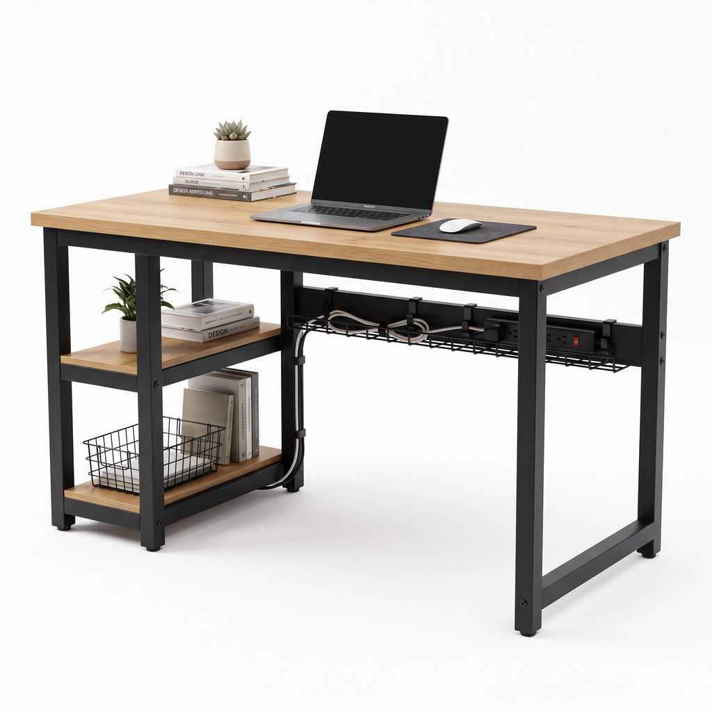 Modern Home Office Desk – Spacious Computer Desk with Durable Metal Frame and Clean Minimal Design
