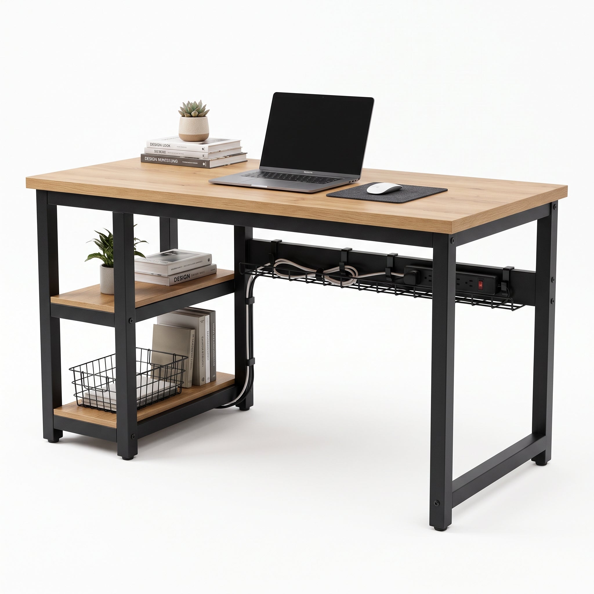 Modern Home Office Desk – Spacious Computer Desk with Durable Metal Frame and Clean Minimal Design