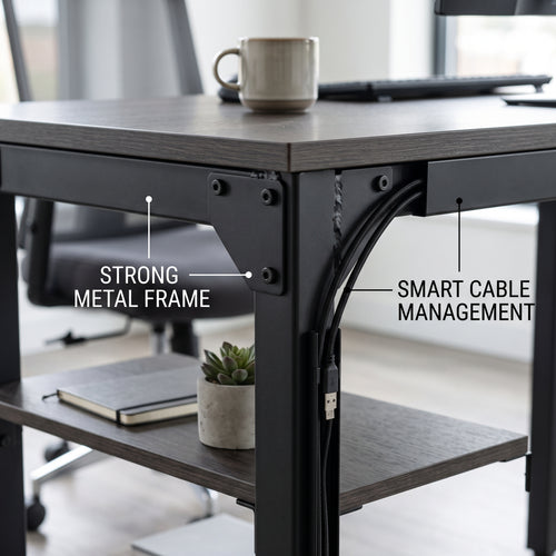 Modern Home Office Desk – Spacious Computer Desk with Durable Metal Frame and Clean Minimal Design